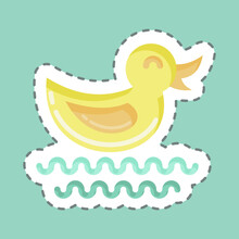 Sticker Line Cut Duck. Suitable For City Park Symbol. Simple Design Editable. Design Template Vector. Simple Illustration