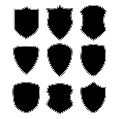 Wall Mural - Black shield retro design vector illustration collection isolated on white background