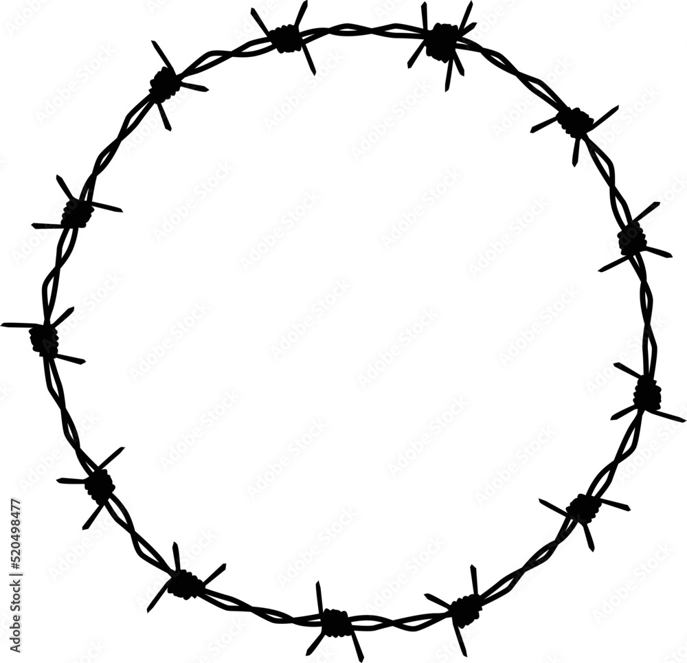 barbed wire icon on white background. frame circle from barbed wire ...