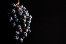 Red Wine Grapes On Black Backround