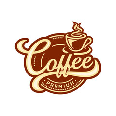 Wall Mural - Vintage Coffee logo template. Caffeine logotype. Retro vintage insignia. Retro coffee badge. Vector illustration