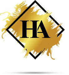 Gold HA logo symbol vector art design