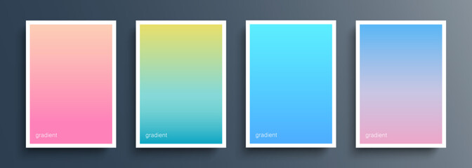 Poster - Set of color backgrounds with light soft color gradient for your creative graphic design. Summer colors. Vector illustration.