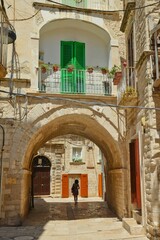 Poster - Narrow street in the historic center of Molfetta, a village in the Puglia region, Italy