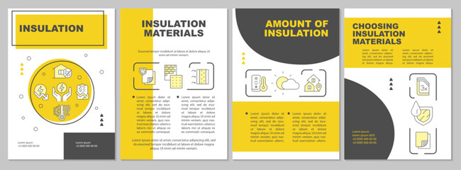 Wall Mural - building insulation yellow brochure template. thermal control. leaflet design with linear icons. edi
