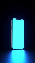 A single-color screen lights up on a phone standing on a dark surface.