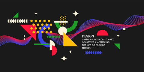 Composition with geometric shapes. Abstract background for design. Trendy stylish graphics
