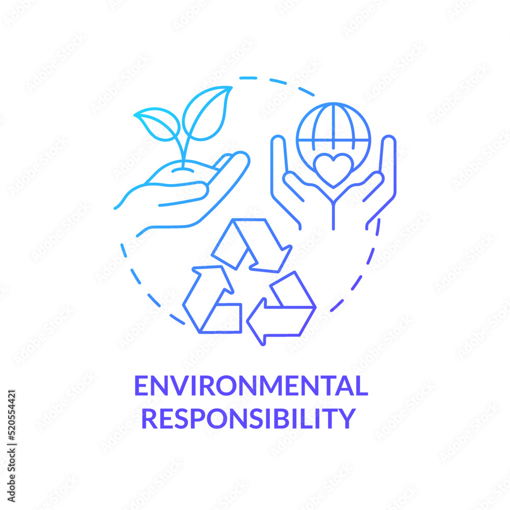 Environmental responsibility blue gradient concept icon. Type of CSR ...