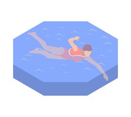 Poster - Swimming Isometric Illustration