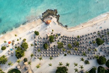 Blue ocean with white sand beach