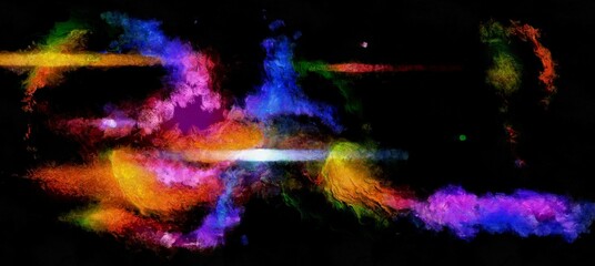 Wall Mural - abstract digital patterns in a painterly style - watercolor bright acrylic paint space concept