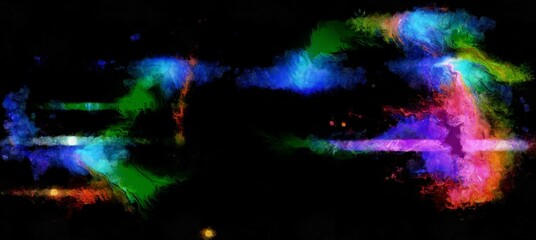 Wall Mural - abstract digital patterns in a painterly style - watercolor bright acrylic paint space concept