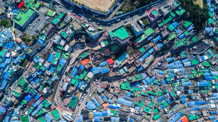 Wall Mural - Gamcheon Culture Village, Aerial view Colorfull mountain village in Busan City, Busan, South Korea.
