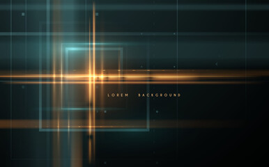 Abstract gold and blue lines technology background