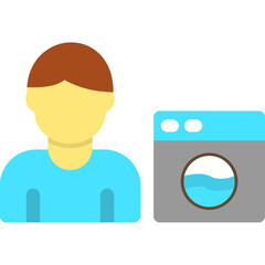 Canvas Print - Man Doing Laundry Icon