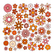 Fun retro doodle orange flowers, vector collection