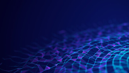 Wall Mural - futuristic glowing wave. the concept of big data. network connection. cybernetics. abstract dark bac