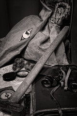 Canvas Print - Still life with tools of a field geologist - field vintage geology concept