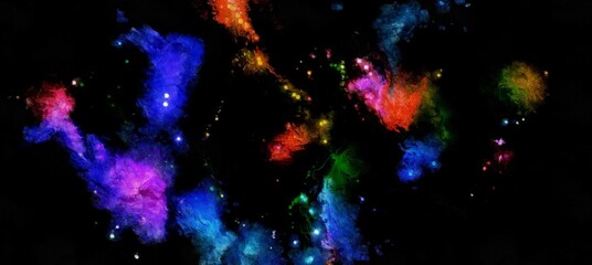 Wall Mural - Abstract cosmic space and stars flowing digital fluid pattern in acrylic painterly style