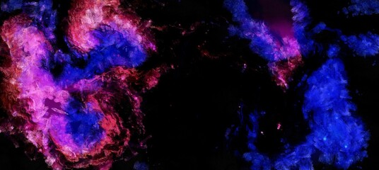 Wall Mural - Abstract cosmic space and stars flowing digital fluid pattern in acrylic painterly style