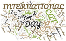 International Cat Day 8 August Word Cloud In Vector Art Creative Colourful White Back Ground
