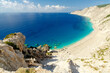 © robertharding - White sand of Ammos beach washed by the crystal turquoise sea, overhead view, Kefalonia, Ionian Islands, Greek Islands, Greece