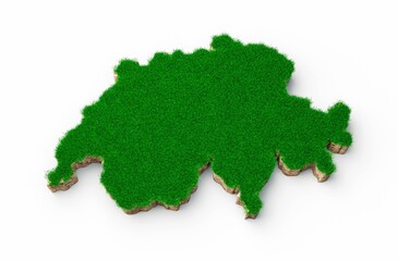 Poster - 3D rendering of an outlined map piece of Switzerland on white background