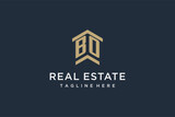 Fototapeta  - Initial BO logo for real estate with simple and creative house roof icon logo design ideas