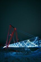 Pedestrian Bridge Lighted Up At Night In Winter - Tallinn, Estonia