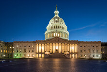 United States Capitol Building At Night, Capitol Hill, Washington DC, United States Of America