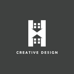 Sticker - Letter H and house Logo Design