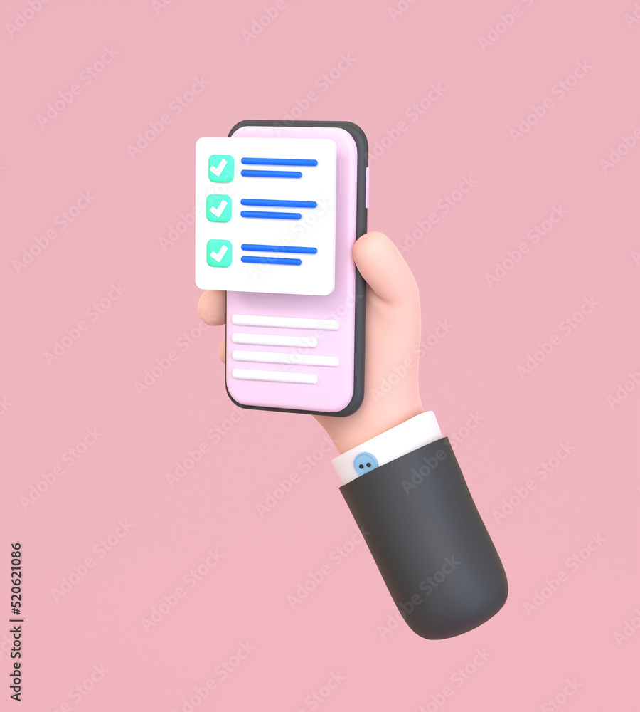 Balance Task Using Phone task management todo check list with mobile phone holding hand. Stock ...