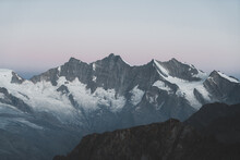 Panorama Of 4 Major Swiss Peaks At Sunrise (Nadelgrat)