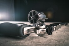 Closeup Of A Gun Revolver With No Bullets