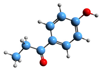 Wall Mural -  3D image of Paroxypropione skeletal formula - molecular chemical structure of synthetic nonsteroidal estrogen isolated on white background
