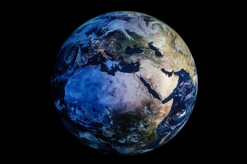 view of the earth from space isolated on a black background
