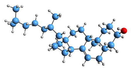 Poster - 3D image of Lathosterol skeletal formula - molecular chemical structure of  cholesterol-like molecule isolated on white background