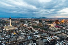 Drone Shot Of Las Vegas Cityscape, Nevada, USA