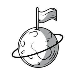 Poster - space moon with flag