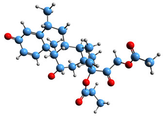 Wall Mural - 3D image of Methylprednisolone aceponate skeletal formula - molecular chemical structure of  corticosteroid ester methylprednisolone acetate propionate isolated on white background
