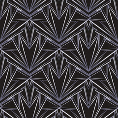 Wall Mural - Art deco style geometric seamless pattern in black and silver. Vector illustration. Roaring 1920 s design. Jazz era inspired . 20 s. Vintage Fabric, textile, wrapping paper, wallpaper.