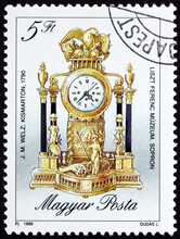 Postage Stamp Hungary 1990 Mantel Clock, Antique Clock