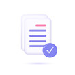 © Oleksandr - 3d document icon and a check mark in the corner. concept of approval, execution or signature. vector illustration isolated on white background.