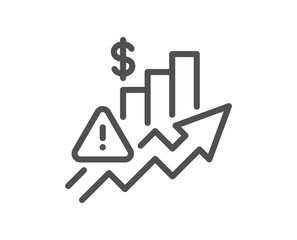 Wall Mural - Rise price line icon. Excise duty graph sign. Tax rate or inflation symbol. Quality design element. Linear style rise price icon. Editable stroke. Vector