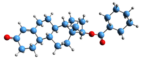 Canvas Print - 3D image of Nandrolone cyclohexanecarboxylate skeletal formula - molecular chemical structure of  synthetic androgen and anabolic steroid isolated on white background