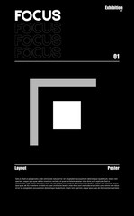 Meta modern aesthetics of Swiss design poster layout. Brutalist art inspired vector graphic template made with bold typography and abstract geometric shapes, great for poster art, album cover prints.