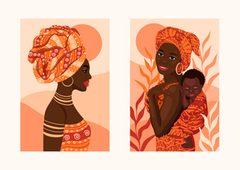 beautiful ethnic african woman vector illustration posters