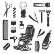 © Frank - set of accessories for barber shop in vector style