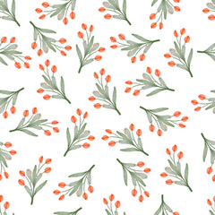 Wall Mural - seamless pattern of orange floral bud for fabric