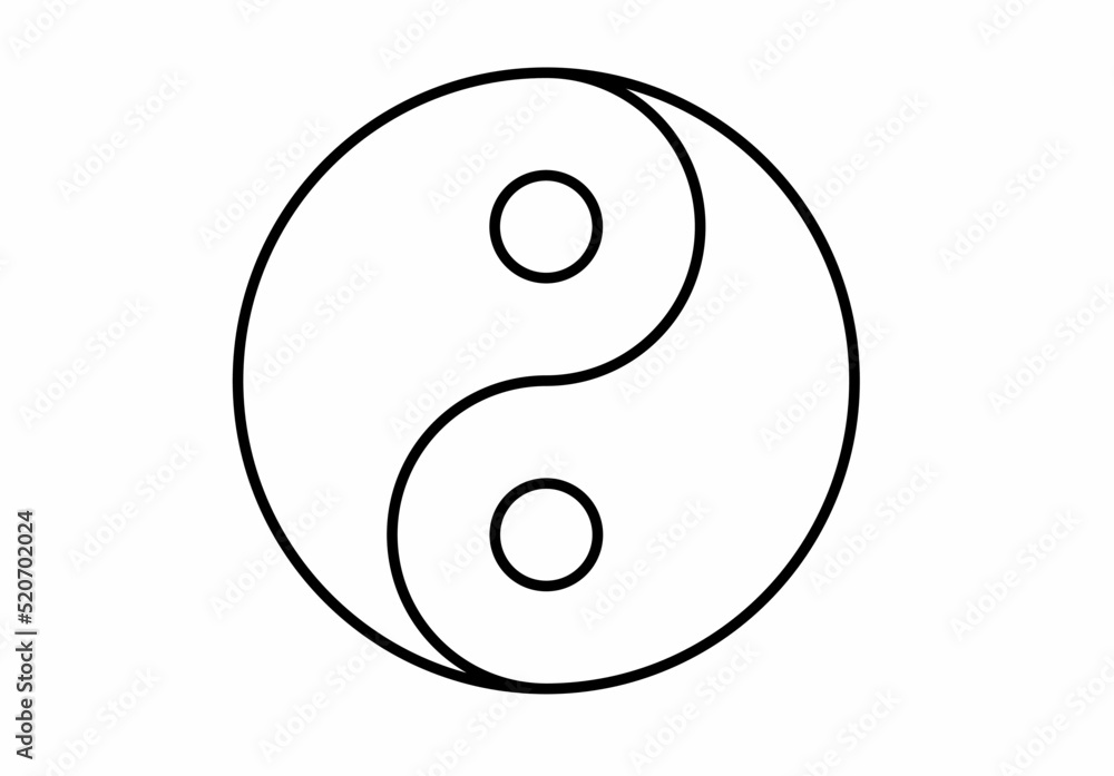 thin line yin yang Symbol isolated on white background Stock Vector ...